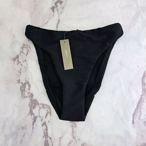J Crew Swim Bottom Black Ribbed Bikini High Rise Cheeky High Cut Rib BE808